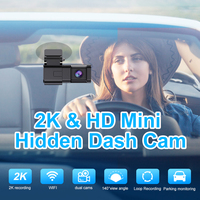 2 cams enregistrement 2K mini dash cam avec fonction WIFI pas d'écran support max128G carte mini dashcam cachée