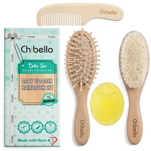 cepillo para el pelo del bebé, cepillo para recién nacido, juego de cepillo de madera para el pelo del bebé - Product Image 1