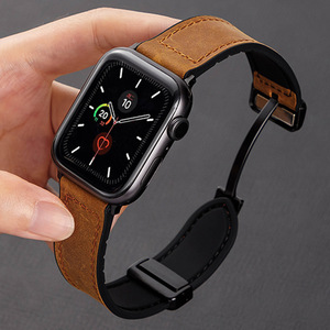 38/40/41/s10 42mm Bracelet en cuir sport respirant avec boucle pliante magnétique Bracelet de montre en silicone pour Iwatch Series 10 <span class=keywords><strong>9</strong></span> - Product Image 5
