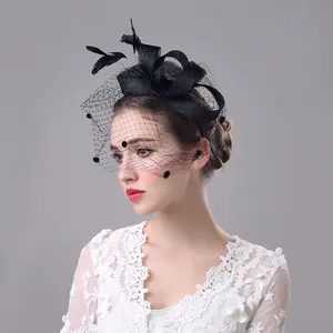 Hair Accessories Elegant Lady Top Net Mesh Birdcage Veil Feather Fascinator Hairpin Hairband