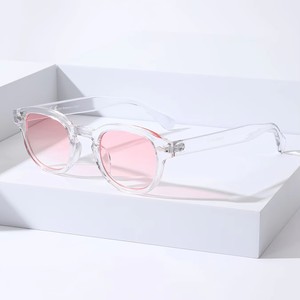 New Fashion Retro Round <strong>Sunglasses</strong> for <strong>Women</strong> Men Transparent Full Rim Frame <strong>Blue</strong> Lens UV400 Protection Trendy Eyewear - Product Image 3