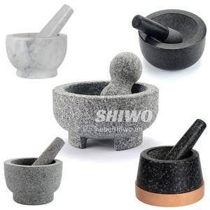 <span class=keywords><strong>Venta</strong></span> caliente Heavy Duty Molcajete Bowl Mármol natural Granito <span class=keywords><strong>Piedra</strong></span> Maja Y Mortero Y Maja - Product Image 1