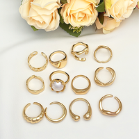 Ensemble de bagues empilables en alliage plaqué or pour femme, géométriques et irrégulières, bagues de mariage pour couple, bijoux fins et épais pour filles, à porter au quotidien