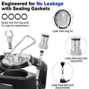 Новый пивной кег Ball Lock Corny на 5 галлонов (19 л) из нержавеющей стали 304 с двумя резиновыми ручками для домашнего пивоварения - Product Image 4