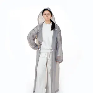 성인 여성을위한 프로모션 패션 EVA 화이트 재사용 가능한 방수 전신 긴 비옷
