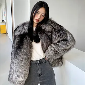 Factory Price Elegant Style Ladies Fashion Medium Section Real Fox Fur Winter Fur Coat