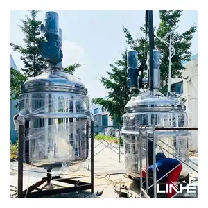 Stainless steel material vacuum double jacketed chemical mixing reactor with oil heating