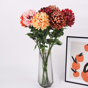 Bouquet de chrysanthèmes en soie, grandes fleurs artificielles colorées, décoration de mariage et de maison, art floral hautement réaliste - Product Image 1