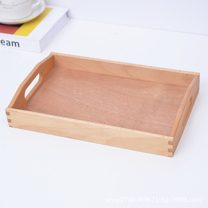 Plateau à thé en bois rectangulaire avec poignée en bois de hêtre, pour la maison ou le bureau, design moderne et minimaliste - Product Image 1