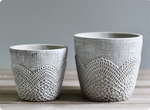 Pots à fleurs contemporains en fibre de verre vieillis, design dentelle, respirants, petits pots pour plantes succulentes, décoration maison et jardin - Product Image 2