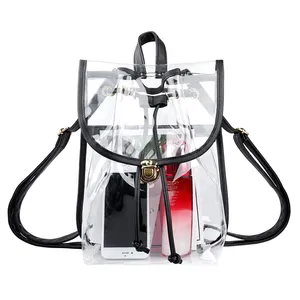 0.5mm Clear Drawstring Backpack For Women Stadium Approved See Through Bagpack Heavy Duty Rucksack Transparent Draw string Bags