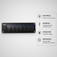 DAMAVO chargeur rapide étanche 12V-24V interrupteurs à bascule panneau USB 4-7 gangs pour camion grue machines de Construction utilisation de bateau