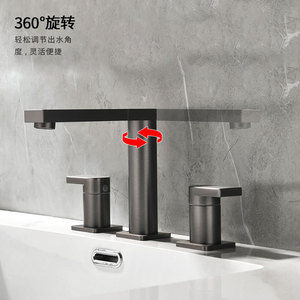 Copper <b>Basin</b> Faucet 3 Hole Widespread 2 Handle Deck Mounted Hot Cold Water Bathroom Sink <b>Tap</b> - Product Image 1