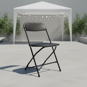 Silla Plegable Portátil Ligera de PP Negro con Respaldo Plano, Diseño Cómodo y Duradero para Uso en Exteriores y Almacenes - Product Image 1
