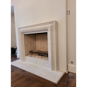 Newstar Simple Modern Design Hand Carved Interior Home Decoration Beige Color White Limestone <strong>Fireplace</strong> <strong>Mantle</strong> - Product Image 3