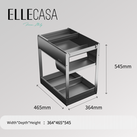 ELLECASA Organisateur de placard coulissant carré profond à 2 niveaux en acier inoxydable, réglable, résistant à l'eau, facile à nettoyer, panier de tiroir
