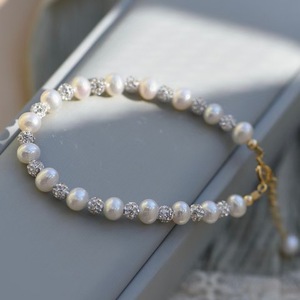 Sparkling 5-6mm Natural Freshwater Pearl <b>Bracelet</b> <b>Adjustable</b> Length Crystal Bangle Exquisite Beautiful Appearance Gift Planet - Product Image 5