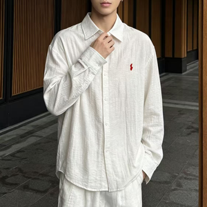 ชุดเซ็ตเสื้อแขนยาวคอตั้งระบายอากาศดีสำหรับฤดูร้อน/ฤดูใบไม้ผลิ พร้อมกางเกงขายาวรูดเชือก 2 ชิ้น สำหรับผู้ชาย ยี่ห้อ Laurla - Product Image 3