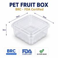 Boîte à fruits rouges jetable en PET de 500 ml, transparente, pour myrtilles, avec couvercle, qualité alimentaire, recyclable, vente en gros