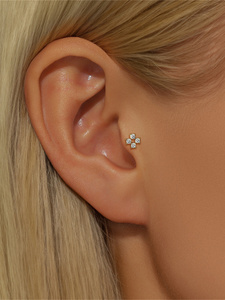 Pendientes de Plata de Ley 925 con Circonitas en Forma de Mini Flor para Niña - Product Image 3
