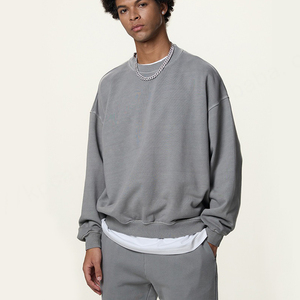 Diseñador personalizado hombres peso pesado 420 Gsm hombro caído 100% algodón francés Terry cuello redondo lavado sudaderas para hombres mujeres - Product Image 4