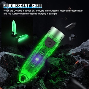 Mini lampe de poche porte-clés 12 modes rechargeable étanche portable edc flash <span class=keywords><strong>light</strong></span> 400 lumens porte-clés torche avec lumière uv jaune - Product Image 5