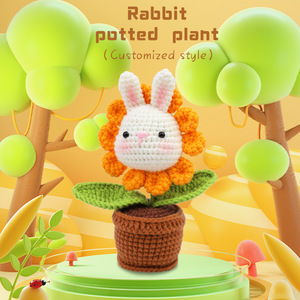 Kit de iniciación para tejer a mano DIY al por mayor, hilo de lana de animales de ganchillo oscilante, incluye Flor de conejo para plantas decorativas - Product Image 2