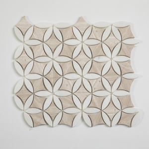 Màu trắng và màu xám hoa hình sàn đá cẩm thạch thiết kế đá cẩm thạch phòng tắm Gạch <span class=keywords><strong>Mosaic</strong></span> Thiết kế sàn Thái Lan nhà máy - Product Image 6