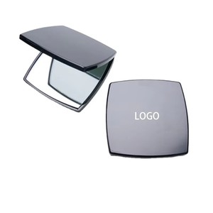 Customized Logo Double Sided Foldable Promotional Makeup Mirror OEM Magnifying Square Compact Simple Style Printed Technique