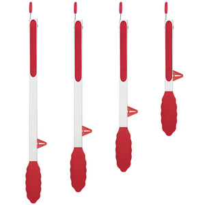 Yingrun Silicone Food Clips Stainless Steel Heat Resistant Barbecue Cake Steak Bread Baking Tools Red And Black - Product Image 1