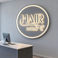 Letrero Luminoso Circular de Acrílico, Letrero Redondo Personalizado para Tienda, Logotipo 3D Retroiluminado, Letrero Redondo Retroiluminado para Salón de Belleza
