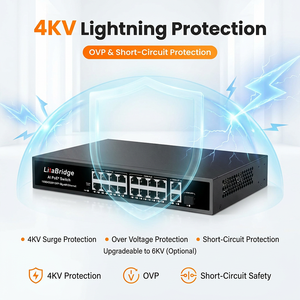 Ai สมาร์ทพอร์ต16กิกะบิต POE 2 Ge Uplink 1 SFP 300W Watchdog รีสตาร์ทสวิตช์ VLAN POE 250M สำหรับกล้องวงจรปิด IP NVR - Product Image 3