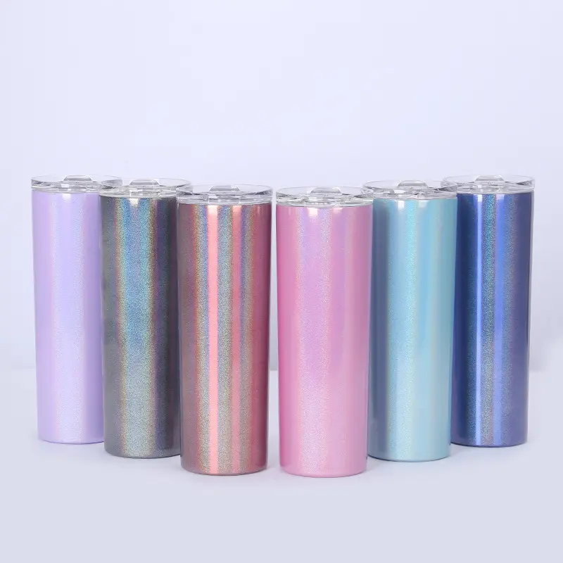 20oz Sublimated Rainbow Skinny Straight Portable Car Double Layer Vacuum Stainless Steel Insulation Travel Mugs Cup Tumbler