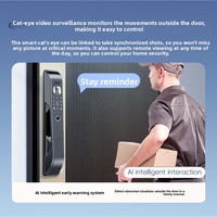 Cerradura Inteligente de Seguridad para Puerta de Entrada con Reconocimiento Facial, Huella Dactilar, Huella de Palma, Código, Videoportero Remoto, Modelo R91