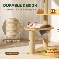 Arbre à chat moderne en bois de palmier tropical, compact et gain de place, tout-en-un, 88 cm, griffoir, mobilier pour chats