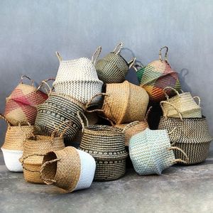 Viet Starlight Foldable Black Seagrass <b>Belly</b> <b>Basket</b> Handwoven Plant Pot Laundry Storage Organization Direct Vietnam Supplier - Product Image 5