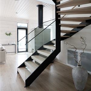 Design delle scale in marmo in stile <span class=keywords><strong>Canada</strong></span>, scale galleggianti Stringer invisibili interne con battistrada in legno di quercia da 40mm della fabbrica GAOBO - Product Image 6