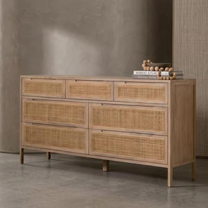 Commode Aruna en teck massif à 9 tiroirs, design élégant, écologique et durable, pour chambre moderne et usage en entrepôt - Product Image 1