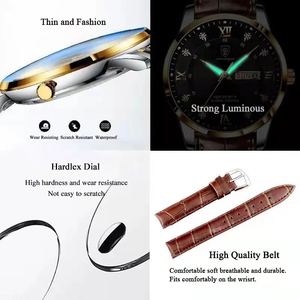 POEDAGAR 836 Montres <span class=keywords><strong>à</strong></span> quartz pour hommes en cuir marron étanche, lumineuse, décontractée, de luxe, montre-bracelet Offre Spéciale hommes - Product Image 5