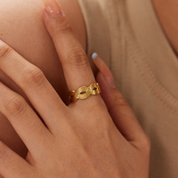 Cincin Terbuka Multi Gaya Baja Tahan Karat 316L Lapis Emas PVD 18K Tahan Air Anti Karat Perhiasan Fashion Wanita Untuk Pemakaian Sehari-hari