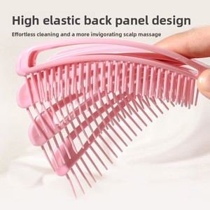 Brosse démêlante Octopus rose pour cheveux bouclés et épais – Massage du cuir chevelu, antistatique, poils doux à pointe ronde – Coiffure - Product Image 6