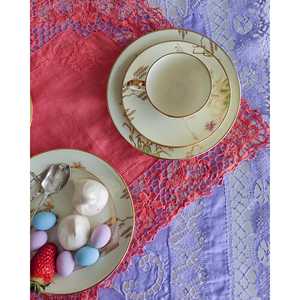 Daniele F. Set Three Eco-Friendly Burano Lace Doilies Coral <b>Placemats</b> <b>Wood</b> Polyester Dining Room Food Serving Ornamental Pattern - Product Image 1