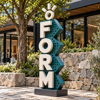 Sculpture 3D personnalisée en acier inoxydable, panneau publicitaire extérieur étanche IP65 avec LED pour entreprises, centres commerciaux et parcs