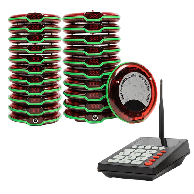 Wireless Vibrating Bar Fast Food Cafe Restaurant Customer Beeper 20 Coaster Pagers Buzzer Guest Queue Paging System