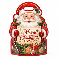 Sac cadeau de Noël festif personnalisable de haute qualité sans BPA, en forme de Père Noël, imprimé, avec poignée ovale, pochette autoportante
