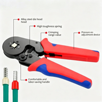 Pince à sertir à cliquet HSC8 6-4A 0,25-10 mm² (23-7 AWG) auto-ajustable pour cosses de câblage électrique