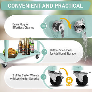 Carrito de Aislamiento Refrigerado 91x845x385cm Rectangular de Plástico Verde Menta - Product Image 2