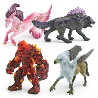 Modèles de monstres mythologiques occidentaux simulés transfrontaliers : Hippocampe, Bonhomme de neige, Tigre sabre-denté, Loup-garou décoratifs