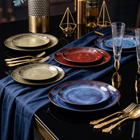 Assiettes à dîner personnalisées avec logo, vaisselle de restaurant, assiette en céramique avec glaçure réactive et glaçure de four