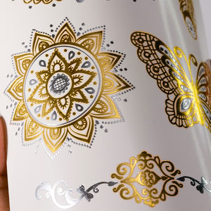 Nouveauté très demandée : Tatouages temporaires imperméables pour femmes, motifs chaîne, <span class=keywords><strong>bijoux</strong></span>, art corporel, doré, argenté, pailleté - Product Image 3